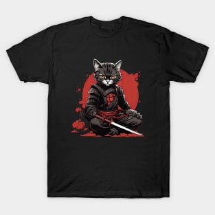 Kawaii Samurai Cat T-Shirt